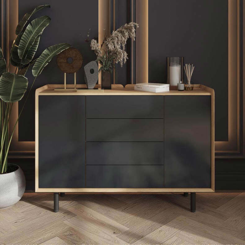 Oak 2024 black sideboard